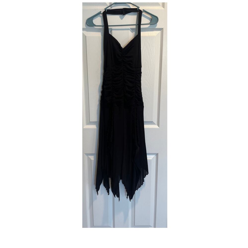 Vintage Sangria Ruched Halter Dress Black Womens Size 8P